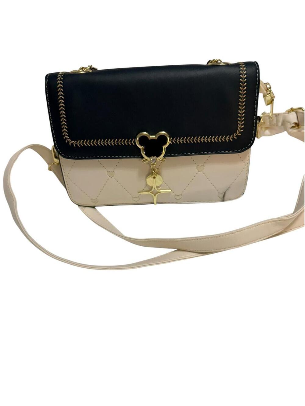 Disney Mickey Mouse Cream Black Shoulder Bag Quilted Crossbody Purse - Picture 4 of 8